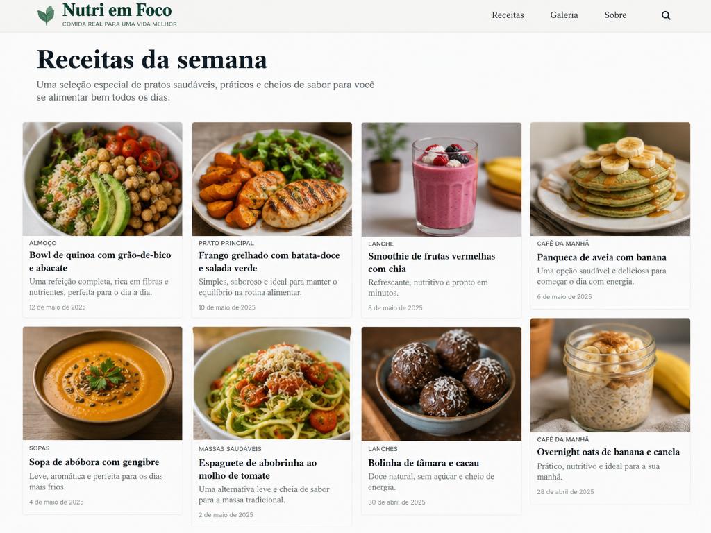Site criado para Nutri em Foco