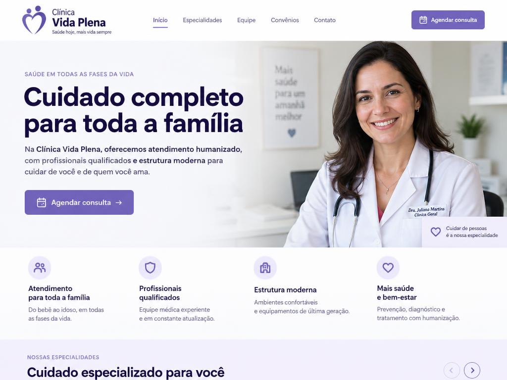 Site criado para Clínica Vida Plena
