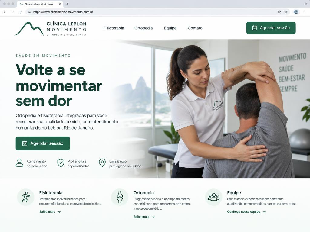 Site criado para Clínica Leblon Movimento